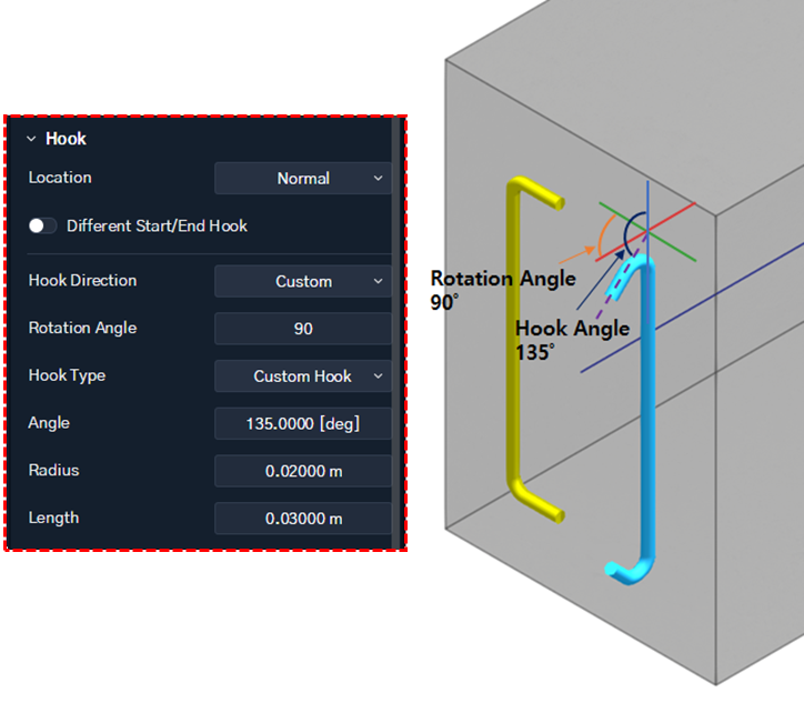 CIM/Rebar] Action Rule of Hook/Align Option in Rebar Property - MIDAS  Support