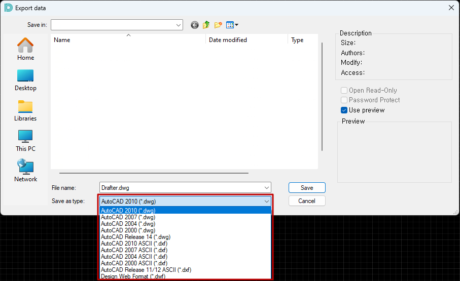 execution-how-to-save-cad-dwg-files-in-drafter-midas-support