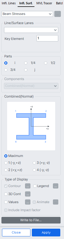 Results-moving load-influence surfaces-beam stresses.png