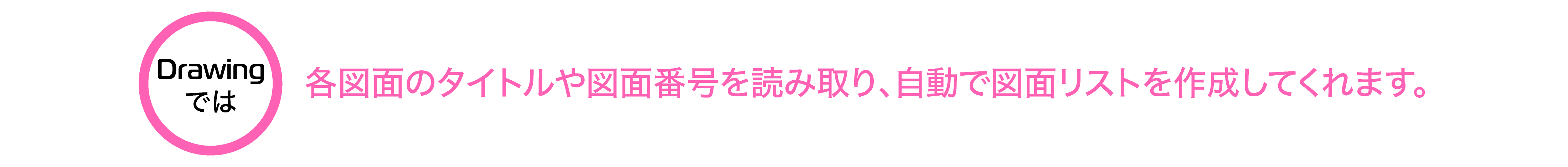 各図面のタイトルや図面番号を読み取り、自動で図面リストを作成してくれます。