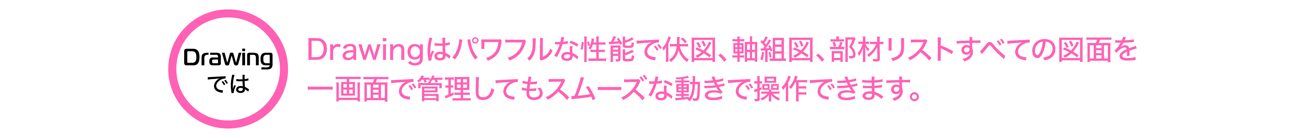 Drawingはパワフルな性能で伏図、軸組図、部材リストすべての図面を一画面で管理してもスムーズな動きで操作できます。