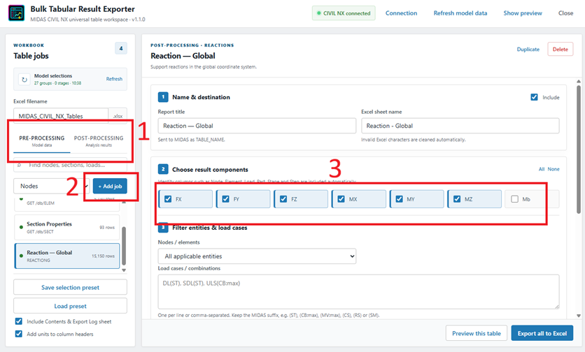 Bulk Tabular Result Exporter job configuration