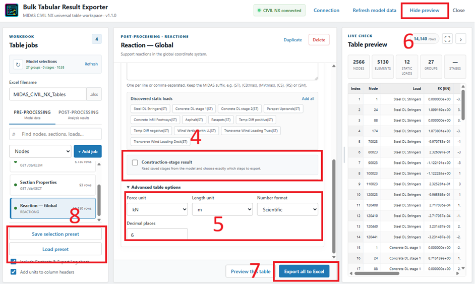 Bulk Tabular Result Exporter interface